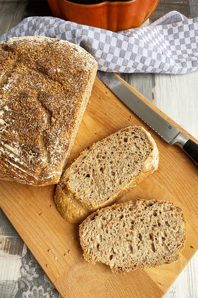 Rezeptbild: No-Knead Topfbrot mit Emmer-Mehl