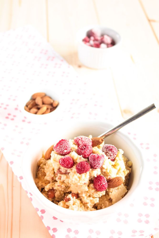 Rezeptbild: Hirsebrei mit Himbeeren - vegan und glutenfrei
