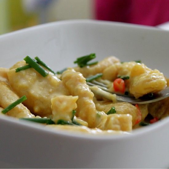 Rezeptbild: Safran-Fenchel-Gnocchi mit würziger Orangen-Käse-Sauce