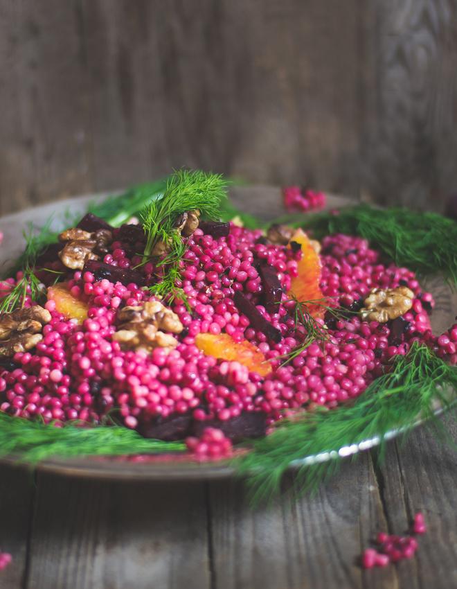 Rezeptbild: Perl Couscous mit Rote Bete, Walnuss und Orange