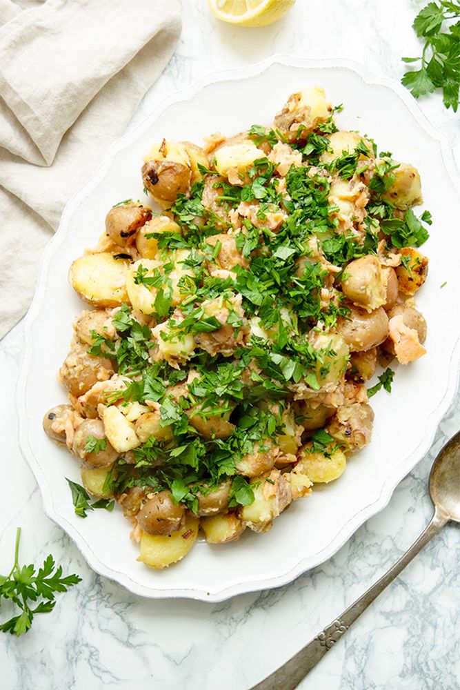 Rezeptbild: Bratkartoffeln mit geräuchertem Lachs