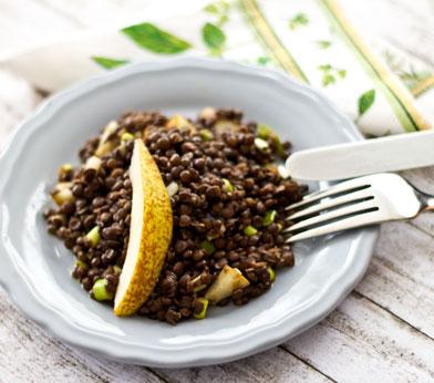 Rezeptbild: Linsensalat mit Birnen und Frühlingszwiebeln