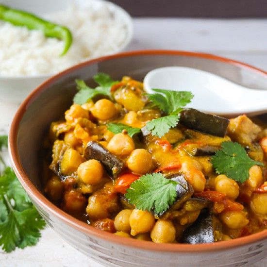 Rezeptbild: Auberginen-Kichererbsen-Curry
