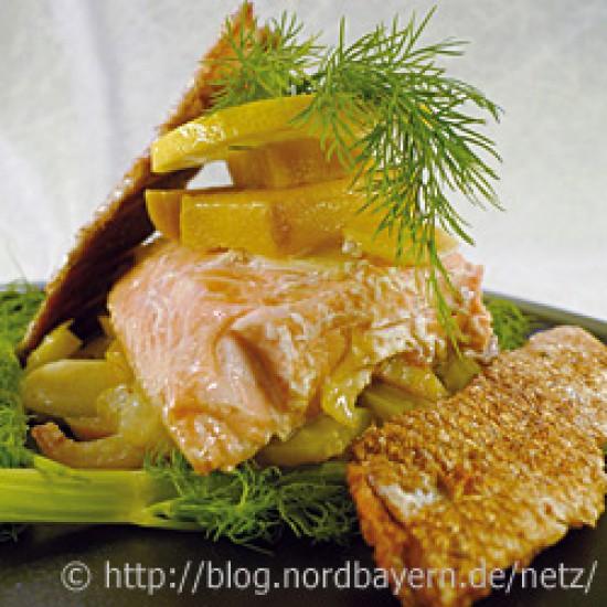 Rezeptbild: Lachs mit Mango und Fenchel aus dem Backofen