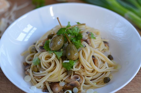 Rezeptbild: Tagliatelle mit Kapernpesto und Champignons