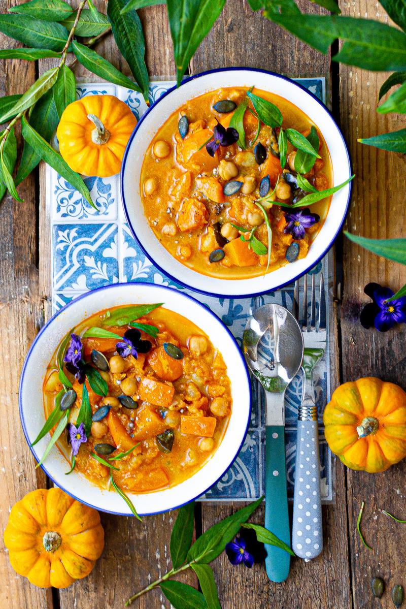 Rezeptbild: Kürbis-Kartoffeln-Kichererbsen Curry