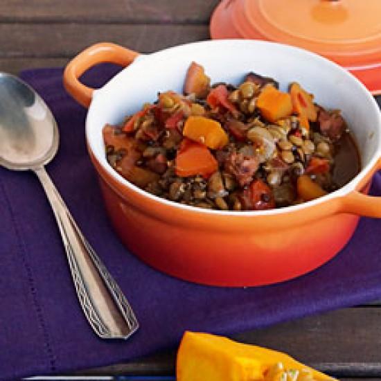 Rezeptbild: Zwei-Linsen-Chili mit Kürbis
