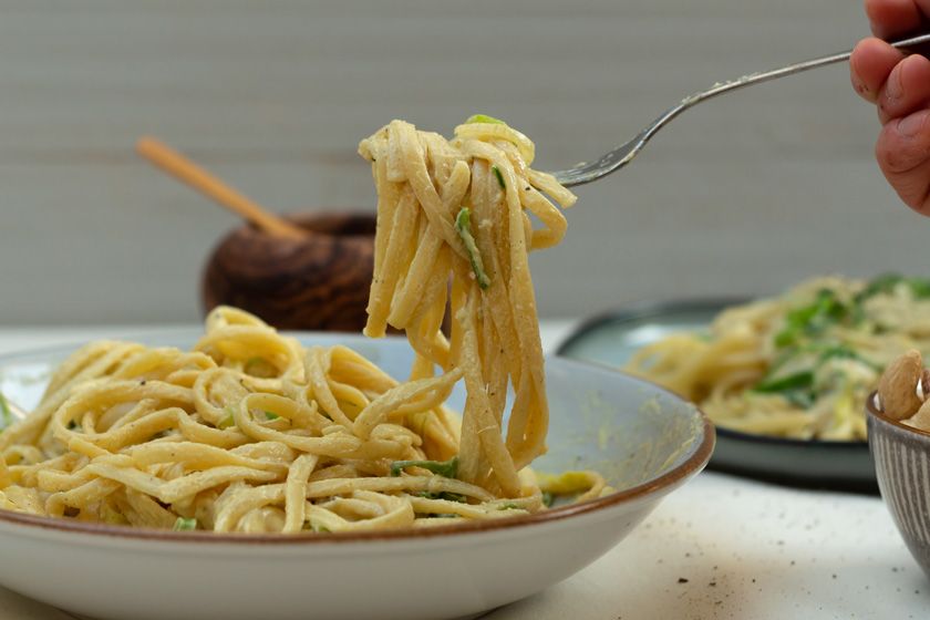 Rezeptbild: Linguine mit veganer Käse-Lauch-Sauce