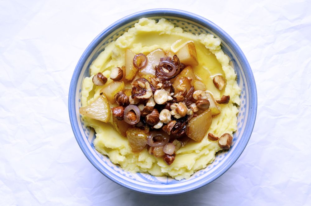 Rezeptbild: Kartoffelbrei mit karamellisierter Birne