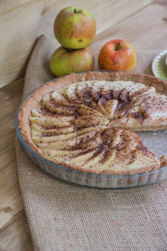 Rezeptbild: Birnenkuchen mit Kardamom-Zimt-Pudding