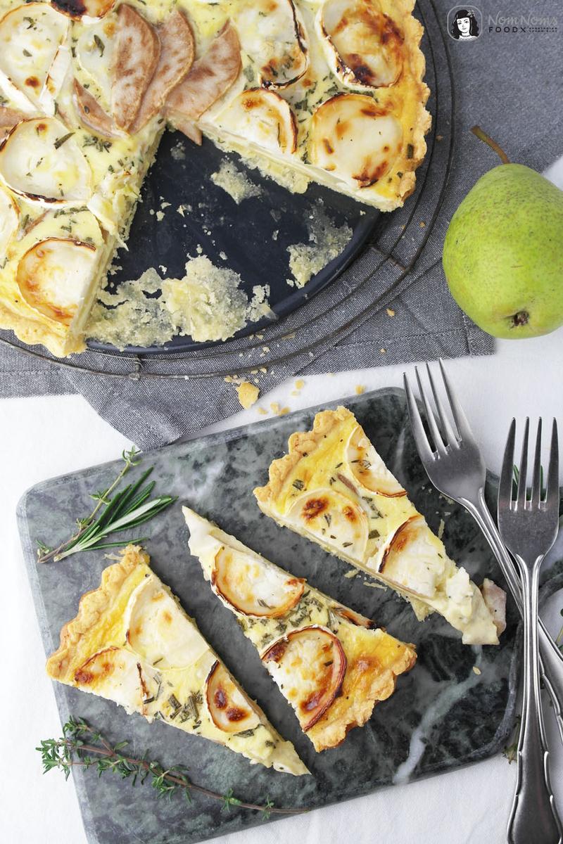 Rezeptbild: Birnen-Ziegenkäse-Quiche mit Parmesan-Boden