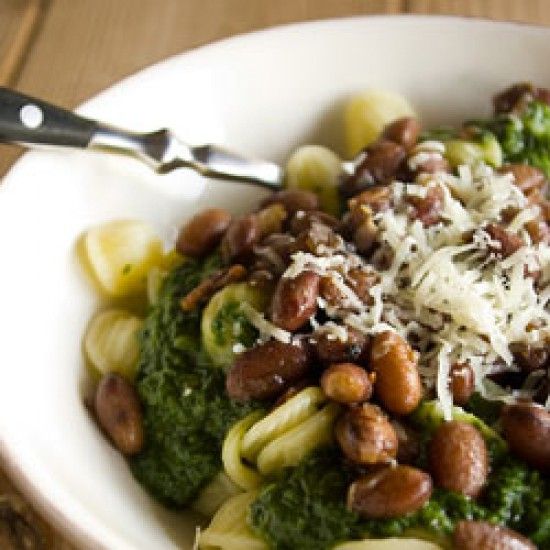 Rezeptbild: Orecchiette mit Spinat und Borlotti-Bohnen - Pasta-Soulfood