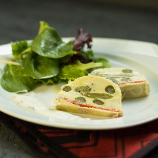 Rezeptbild: Spargelterrine mit Schnittlauch Dip