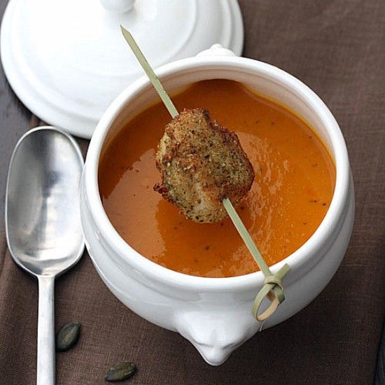 Rezeptbild: Kürbissuppe mit Jakobsmuschel