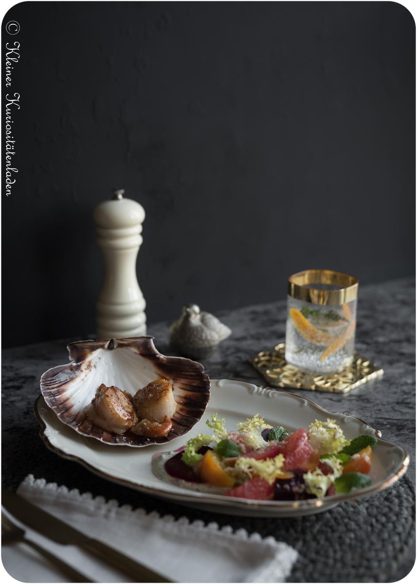 Rezeptbild: Jakobsmuscheln | Gebackene Bete | Pink Grapefruit