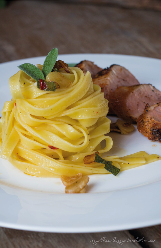 Rezeptbild: Salbeinudeln mit Schweinefliet