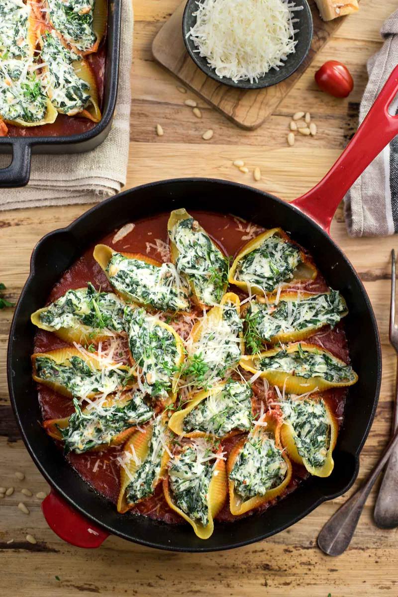 Rezeptbild: Gefüllte Muschelnudeln mit Ricotta und Spinat
