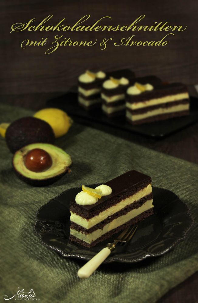Rezeptbild: Schokoladenschnitten mit Zitrone & Avocado