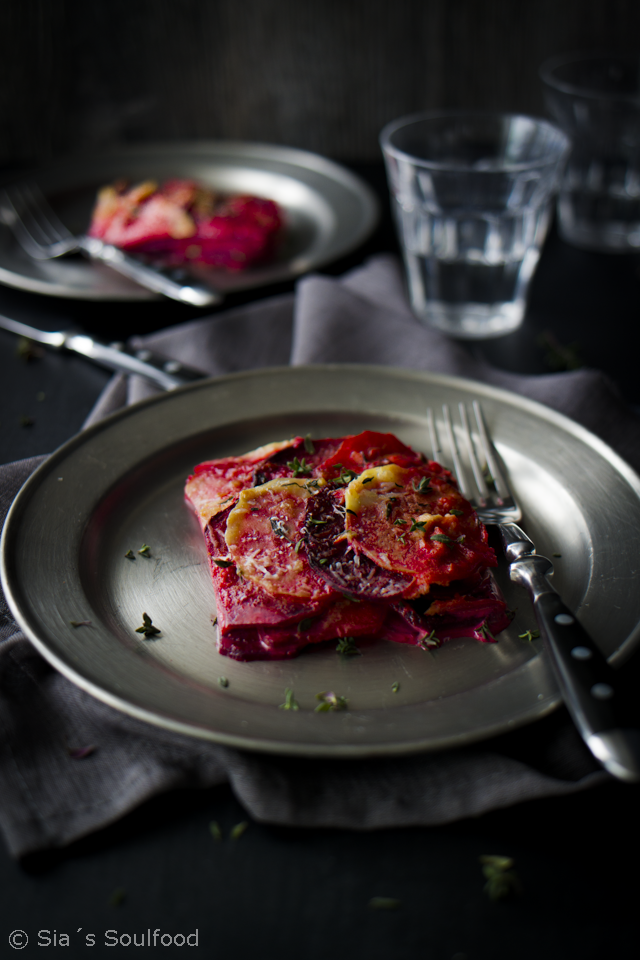 Rezeptbild: Rote Bete-Kartoffel-Gratin 