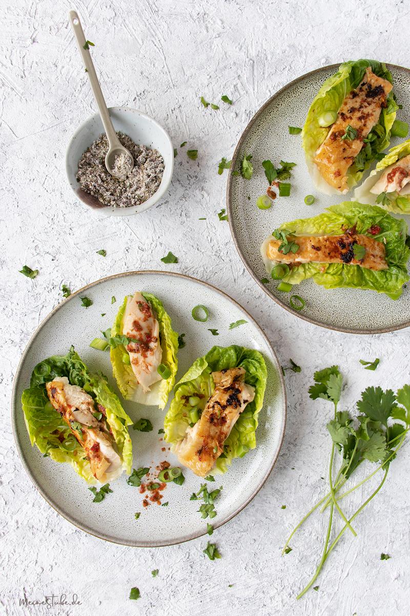 Rezeptbild: Hähnchen in Salatschiffchen