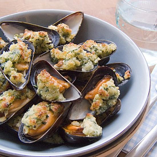 Rezeptbild: Gratinierte Miesmuscheln