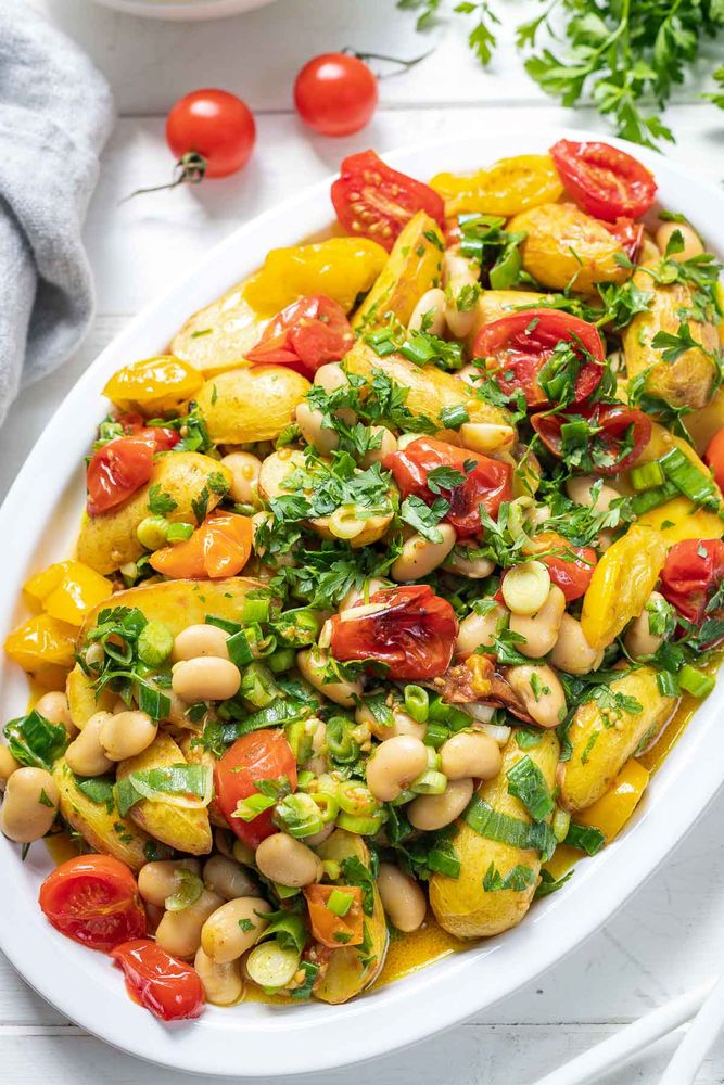 Rezeptbild: Geröstete Tomate mit Kartoffelsalat