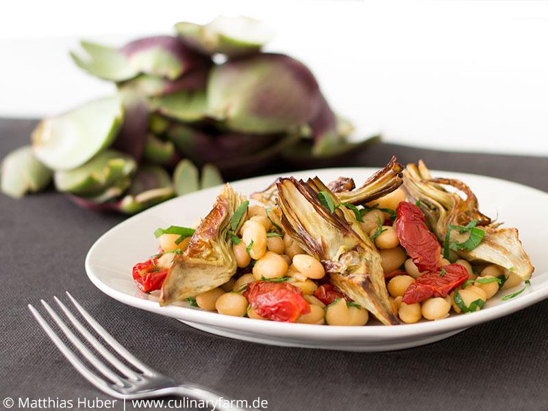 Rezeptbild: Fagiolo Zolfino mit Tomaten und Artischockenherzen