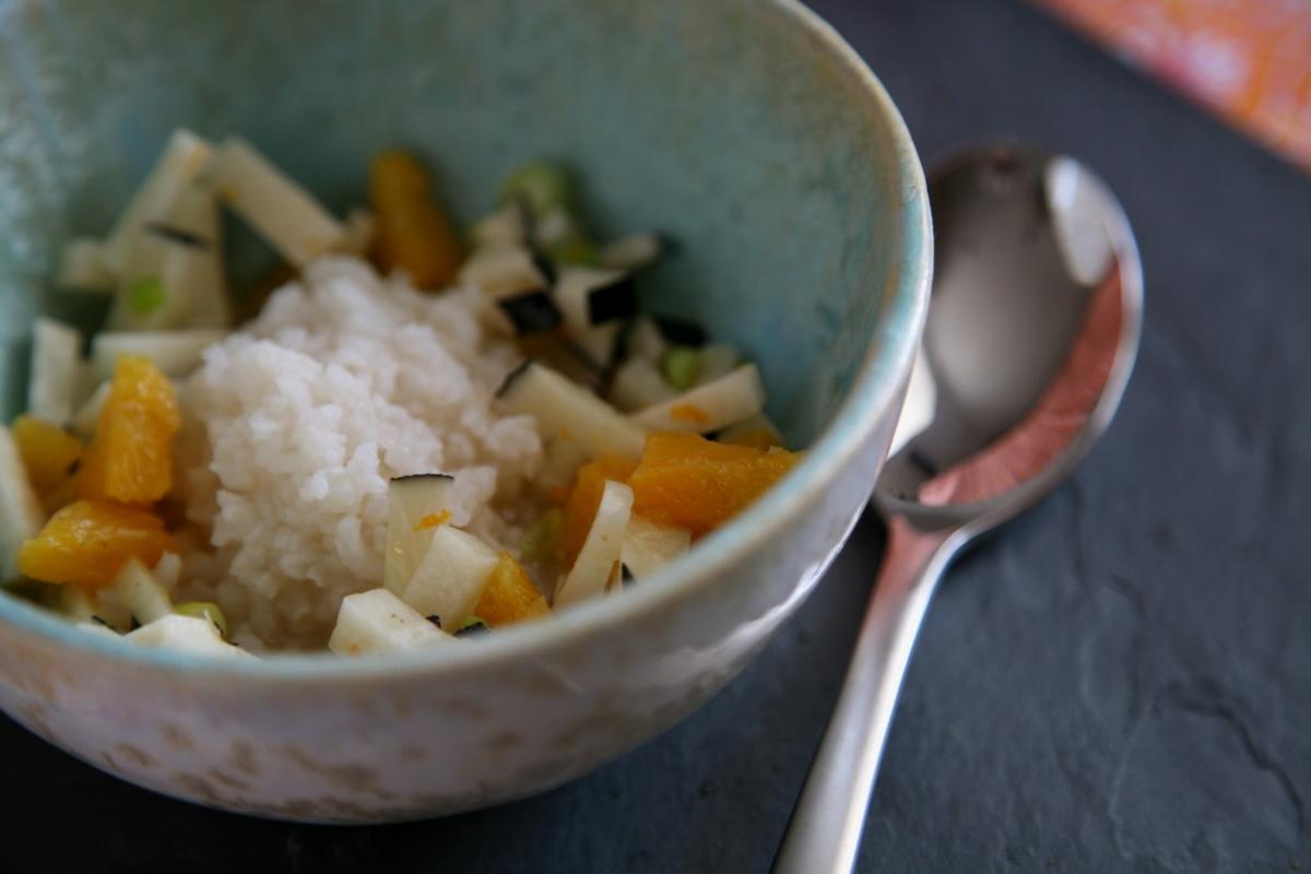 Rezeptbild: Congee mit schwarzem Rettich
