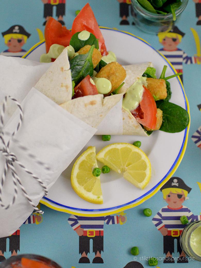 Rezeptbild: Fischstäbchen-Wraps