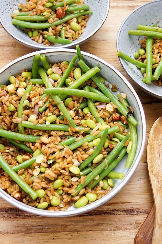 Rezeptbild: Grünkern Bohnensalat mit Miso-Dressing