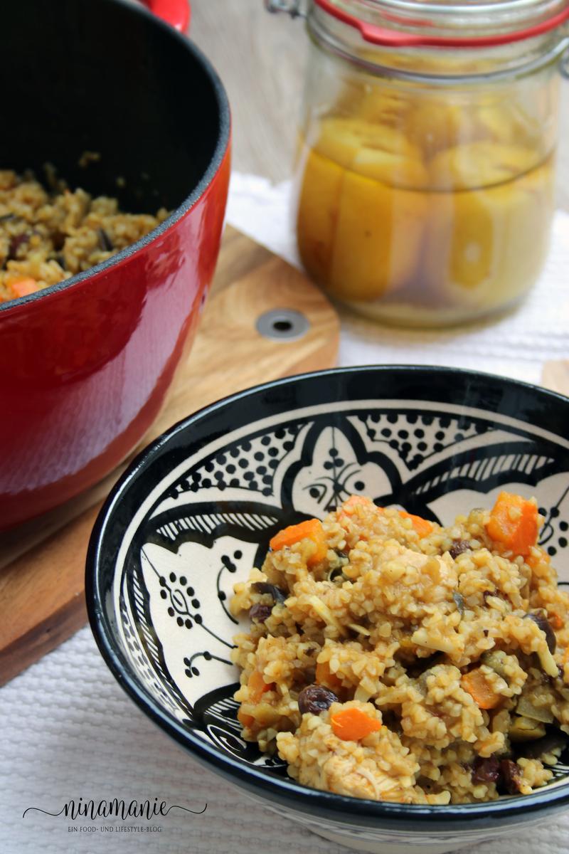 Rezeptbild: Tajine mit Huhn, Salzzitronen, Kürbis und Aubergine