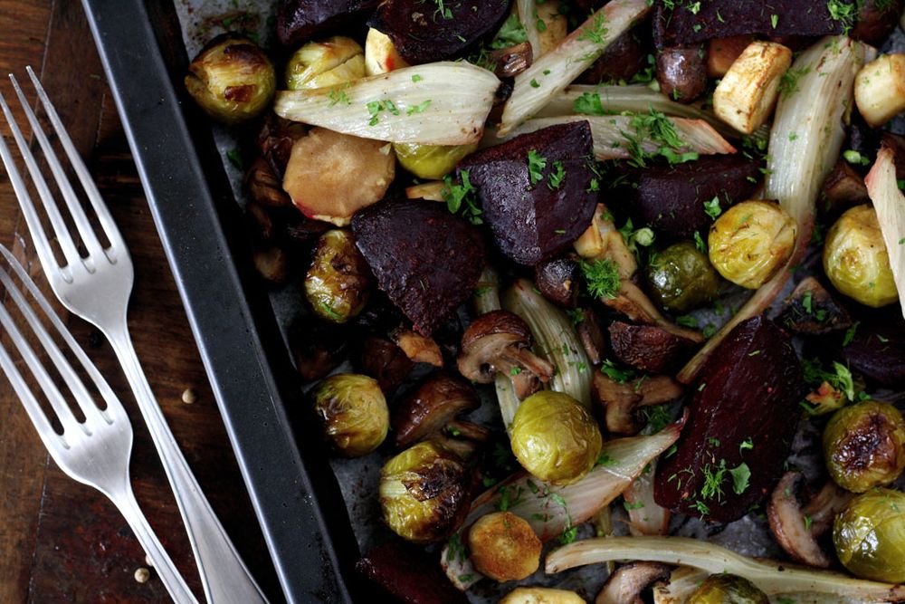 Rezeptbild: Buntes Wintergemüse vom Blech