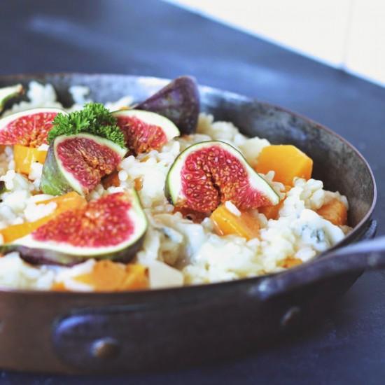 Rezeptbild: Kürbisrisotto mit Gorgonzola und frischen Feigen