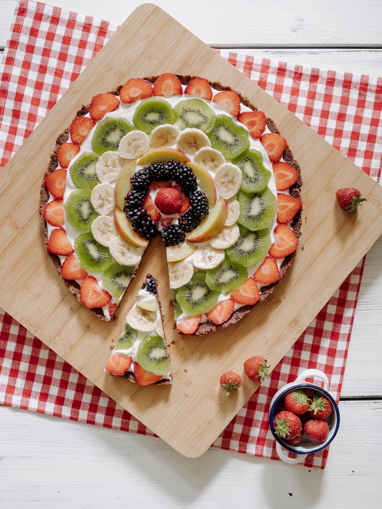 Rezeptbild: „No Bake Fruit Pizza“ (Fruchtpizza) mit Cheesecake Boden