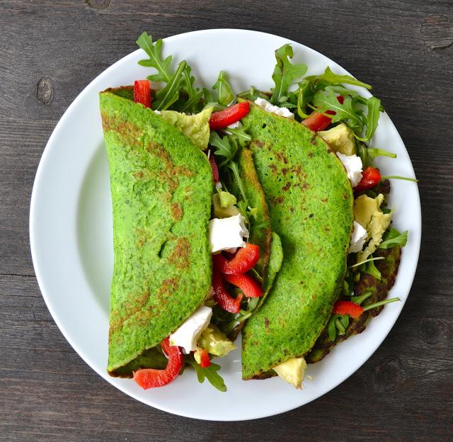 Rezeptbild: Gefüllter Rucola Pfannkuchen