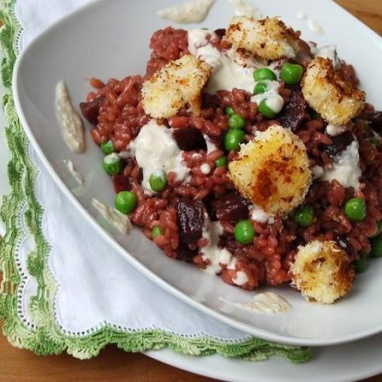 Rezeptbild: Rote-Beete-Risotto mit Kokos-Pesto
