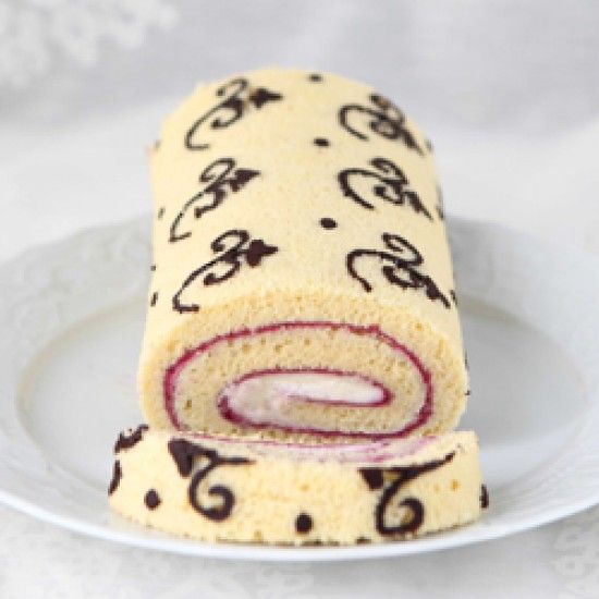 Rezeptbild: florale biscuitrolle