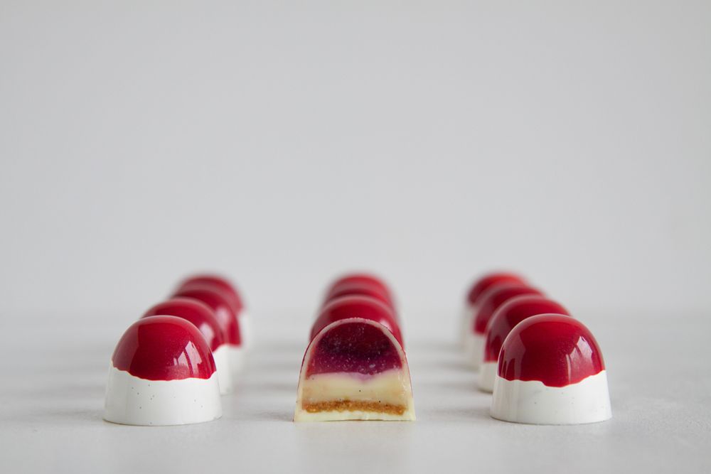 Rezeptbild: Himbeer Lychee Vanille Pralinen