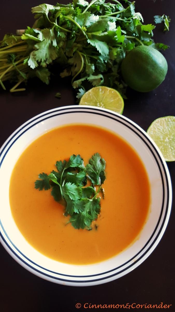 Rezeptbild: Süßkartoffel Suppe mit Kokosmilch und Limette