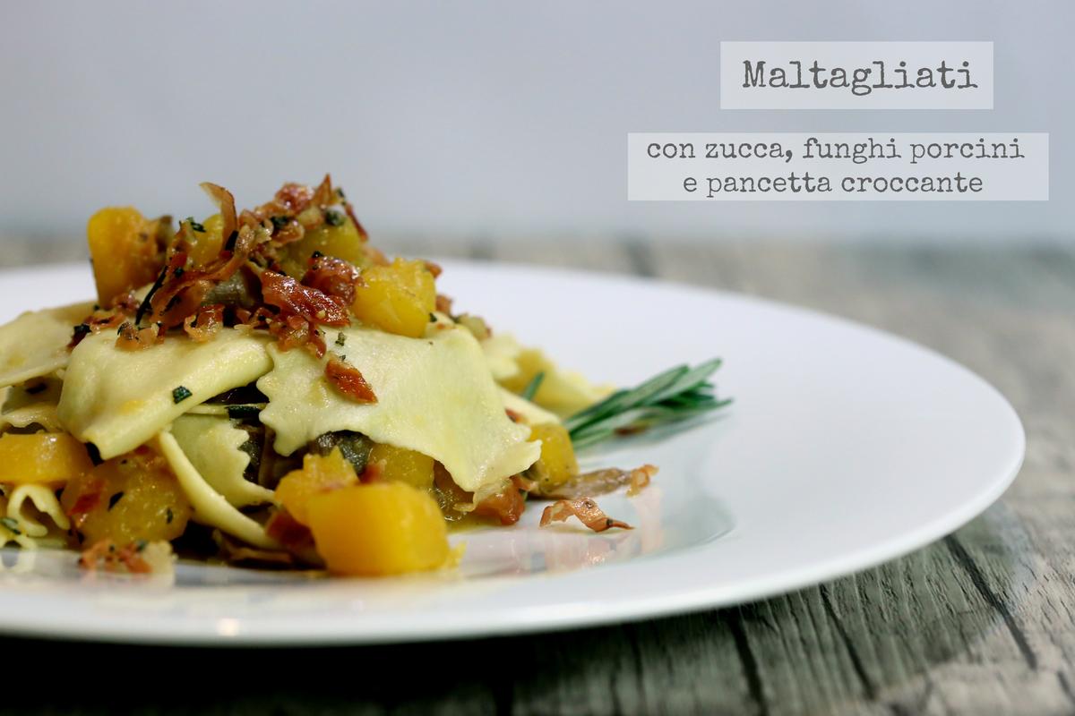 Rezeptbild: Maltagliati con zucca e funghi porcini