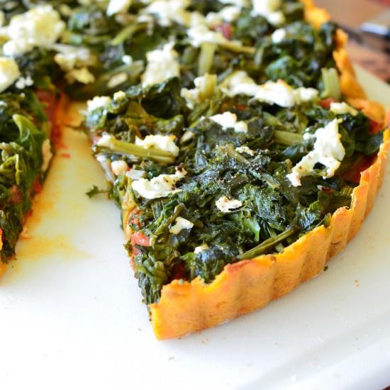 Rezeptbild: Mangoldtarte mit Süßkartoffelboden