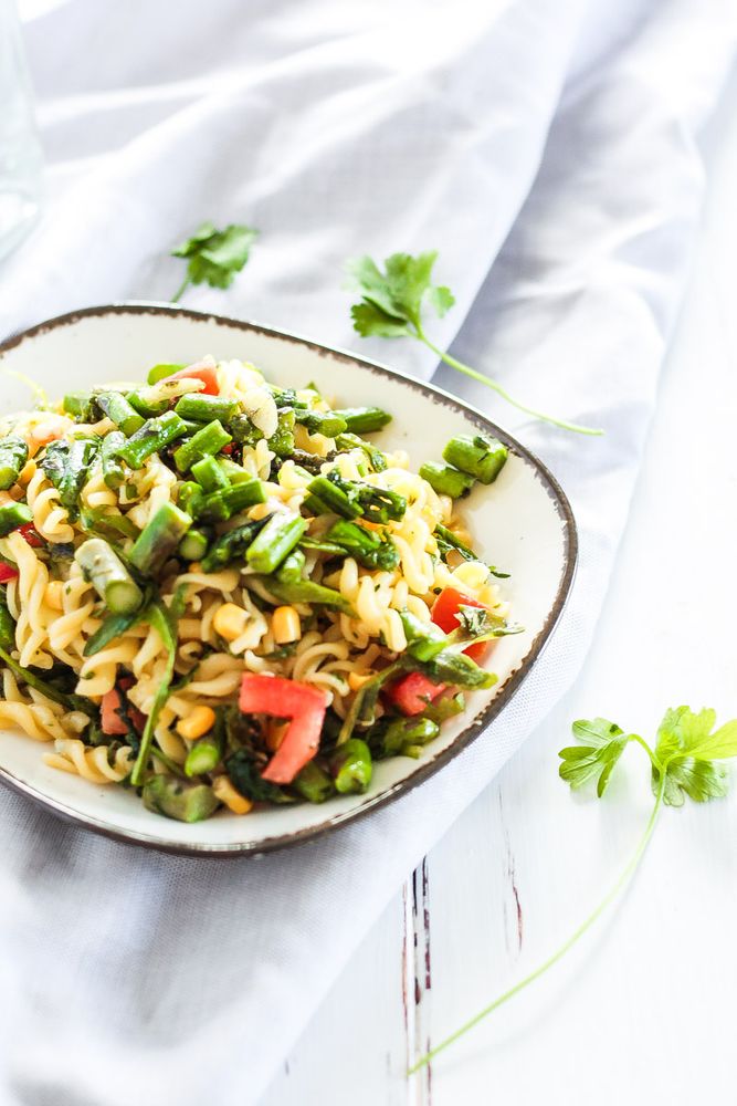 Rezeptbild: Veganer Spargel-Nudelsalat - perfekt für's Grillen