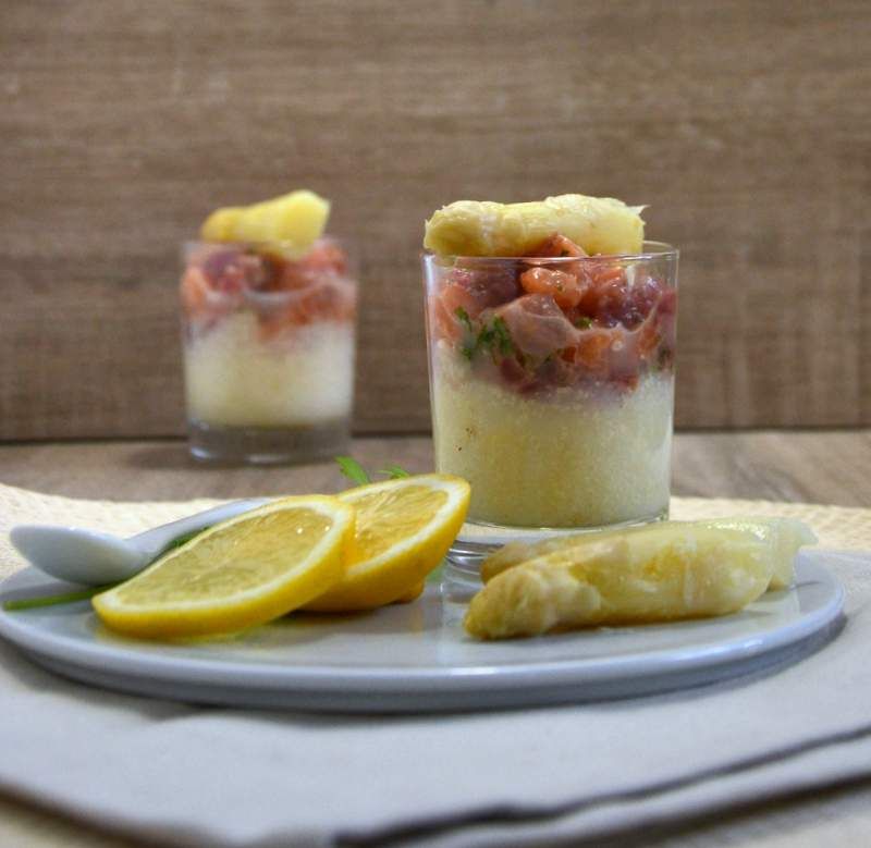 Rezeptbild: Spargel-Mousse mit Fisch-Tartar