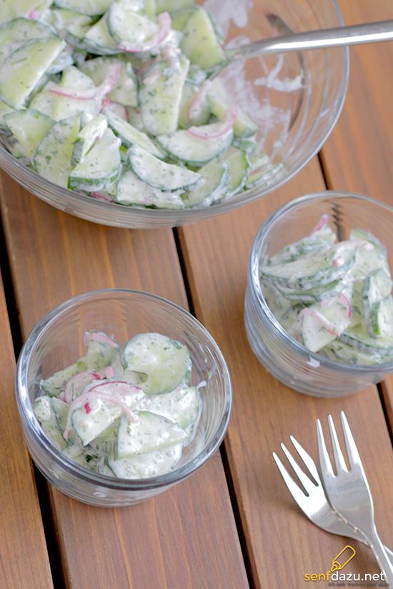 Rezeptbild: Schneller Gurkensalat mit Joghurt