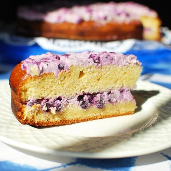 Rezeptbild: Zitronenkuchen mit Heidelbeercreme