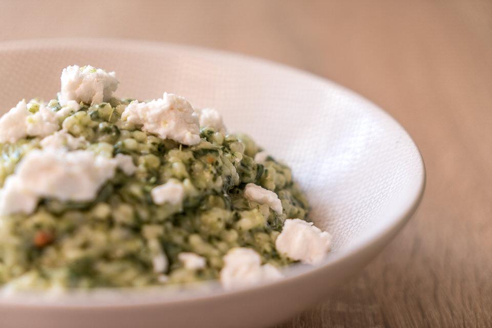 Rezeptbild: Risotto mit Ziegenkäse und Spinat