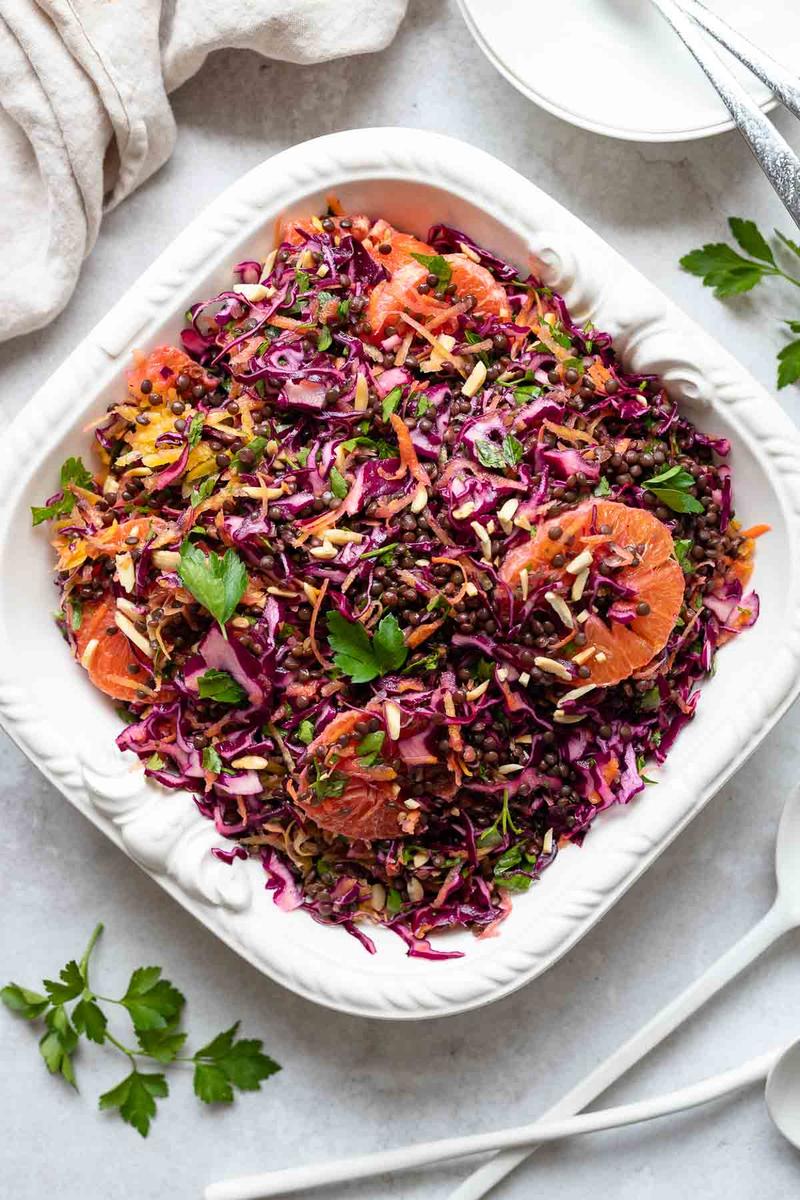 Rezeptbild: Veganer Linsensalat mit Orangen & Zitrus-Ingwer Dressing