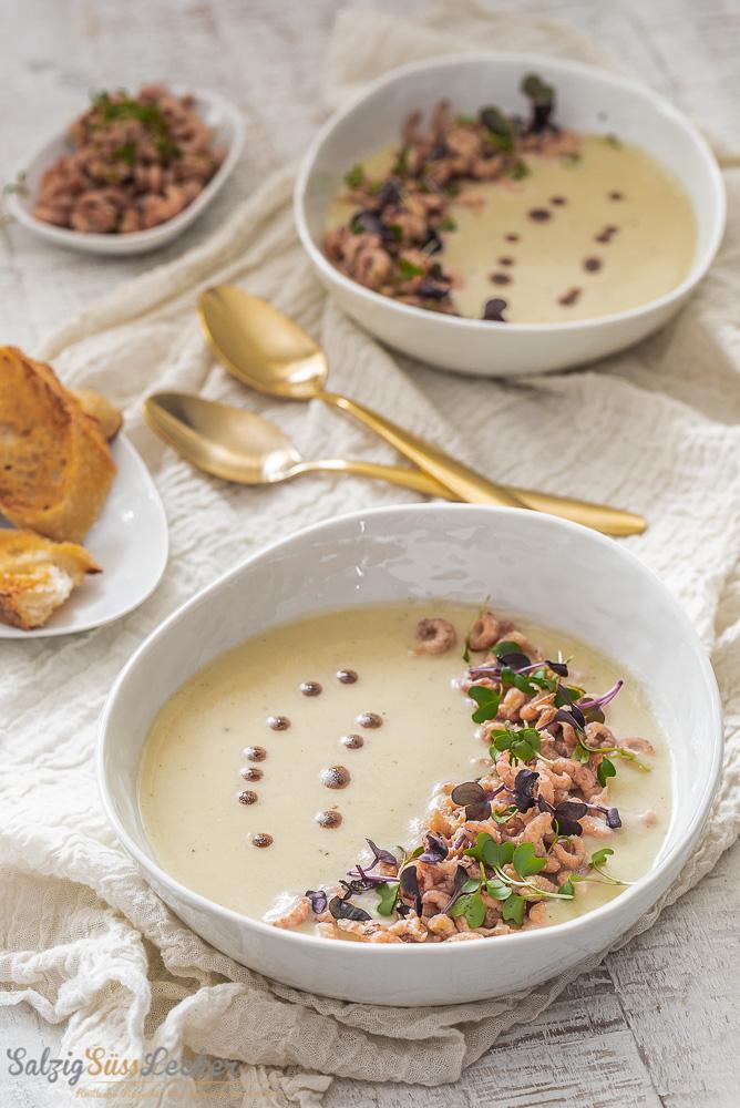 Rezeptbild: Kohlrabi-Cremesuppe mit Nordseekrabben