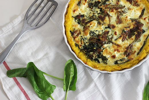 Rezeptbild: Spinat-Polenta-Quiche mit Feta
