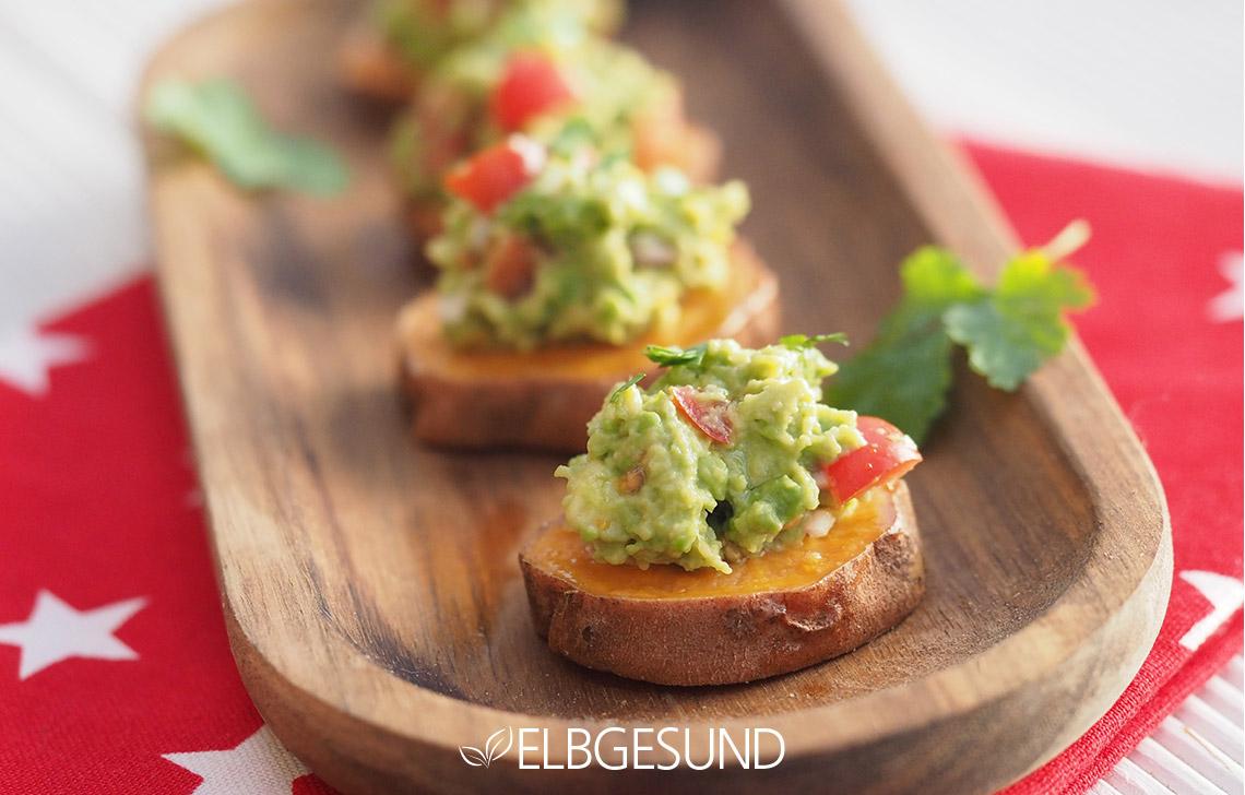 Rezeptbild: Geniales gesundes Fingerfood – Süßkartoffel mit Avocado-Smash